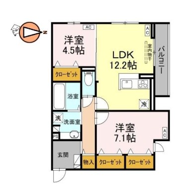 (仮)ドゥ・アムール 205の間取り図