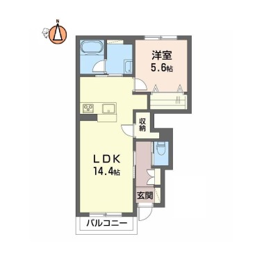 春日 アパート 1LDK 101の間取り図