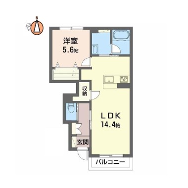 春日 アパート 1LDK 102の間取り図