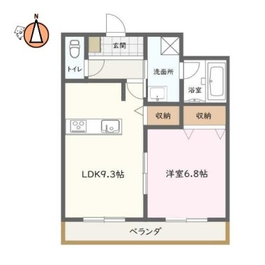 南田宮 アパート 1LDK B106の間取り図