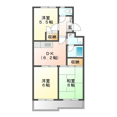 北田宮 マンション 3DK 303の間取り図