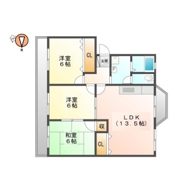 南二軒屋町 マンション 3LDK 301の間取り図