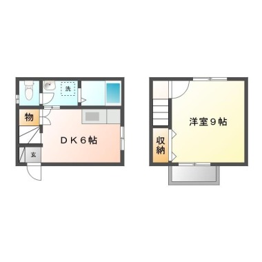 徳命 一戸建て 1DK Dの間取り図