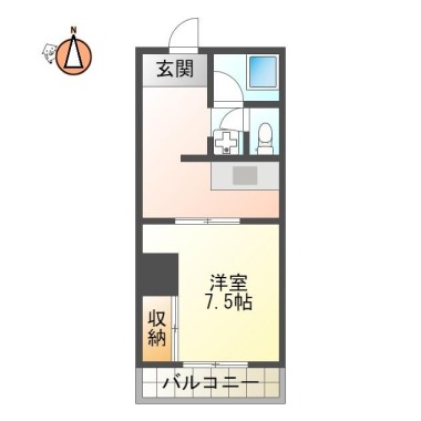 南佐古七番町 マンション 1K 313の間取り図