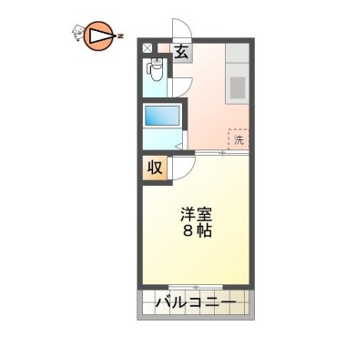 佐古六番町 マンション 1K 406の間取り図