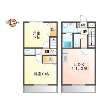 北田宮 アパート 2LDK 106の間取り図