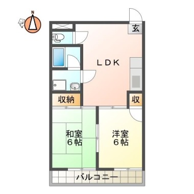 佐古三番町 マンション 2LDK 205の間取り図