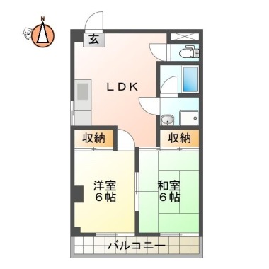 佐古三番町 マンション 2LDK 306の間取り図