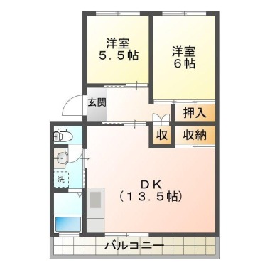 上助任町 マンション 2LDK 1号404の間取り図