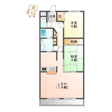 北佐古一番町 マンション 2LDK 111の間取り図