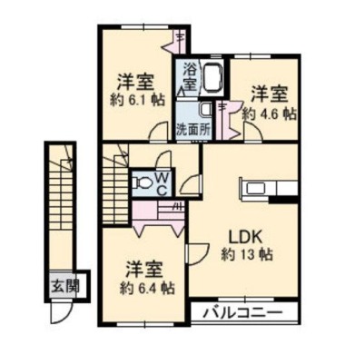 フレグランス沖洲 II番館 203の間取り図