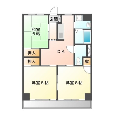 北田宮 マンション 3DK 205の間取り図