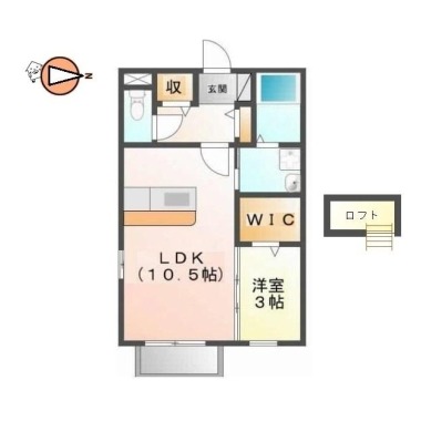 南二軒屋町 アパート 1LDK 205の間取り図