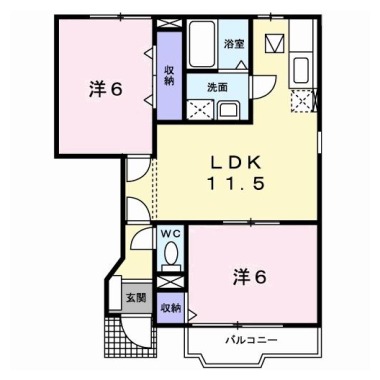 メゾンソレイユ B 102の間取り図