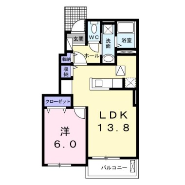 グラース ヴァイオレット 102の間取り図