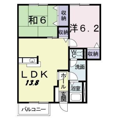 ハートフル鴨島 B 102の間取り図