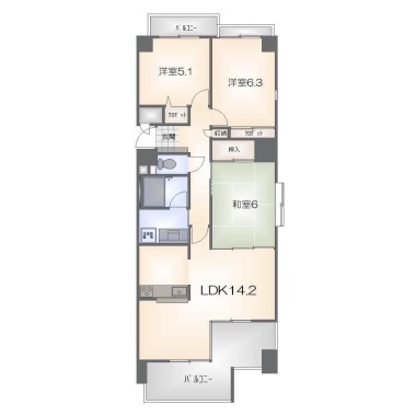 北前川町 マンション 3LDK 303の間取り図