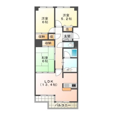 北前川町 マンション 3LDK 701の間取り図