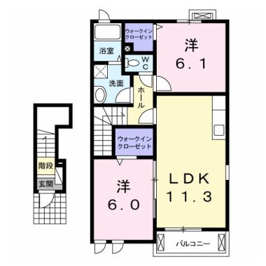 グリーンハイツ古城B 202の間取り図