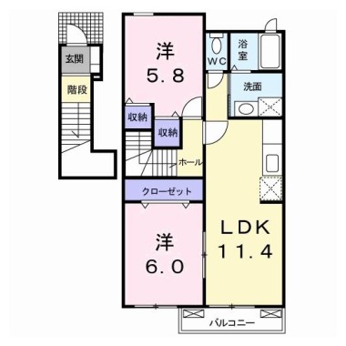 プレ ブリッジ シェトワ II 203の間取り図