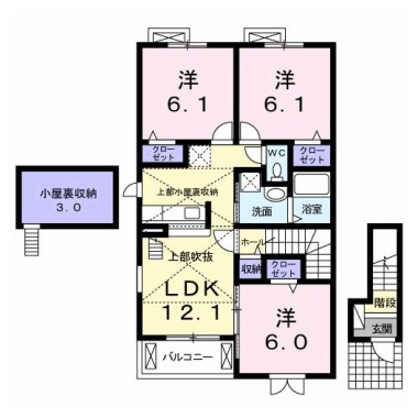 クレセント III 201の間取り図