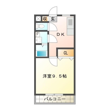 中常三島町 マンション 1DK 301の間取り図