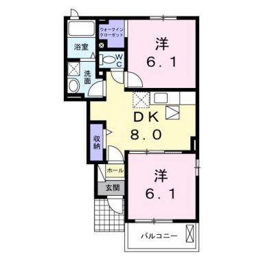 ホワイトローズA 105の間取り図