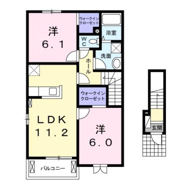 クラール鴨島 A 201の間取り図