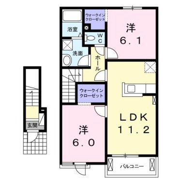 フルール 蘭B 202の間取り図