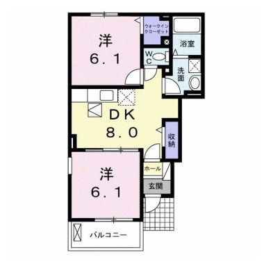 ルーベル鴨島A 101の間取り図