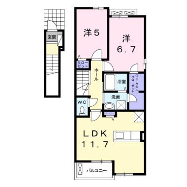 カーサ・ボヌール 201の間取り図