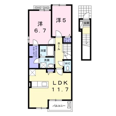 カーサ・ボヌール 206の間取り図