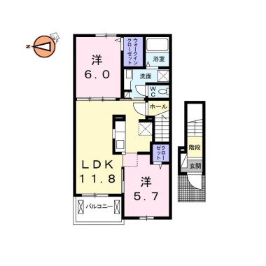 エフォートレス 八万 203の間取り図