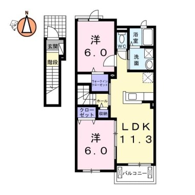 ルーベル論田A 202の間取り図