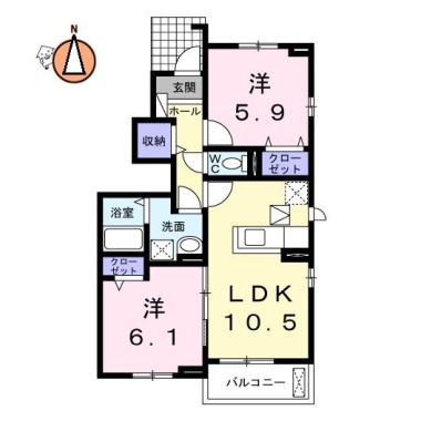 クラール南庄町 D 101の間取り図