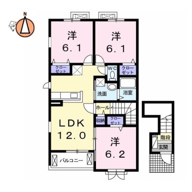 フランメゾン南沖洲A 201の間取り図