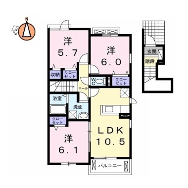 ベネヴォレンテD 201の間取り図