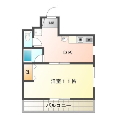 鷹匠町 マンション 1DK 401の間取り図