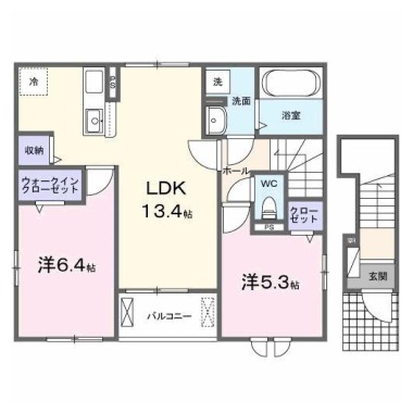 アデル・クラージュ羽ノ浦 II 201の間取り図