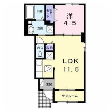 ルミエール古庄I 102の間取り図