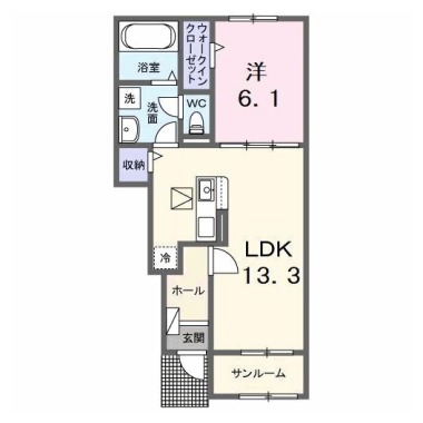 ルミエール古庄II 102の間取り図