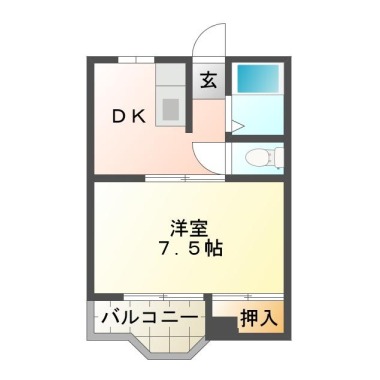 佐古七番町 マンション 1DK 305の間取り図