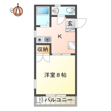 富田橋 マンション 1K 201の間取り図