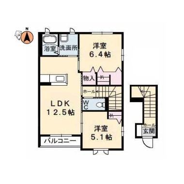 花ぽーと A棟 A201の間取り図