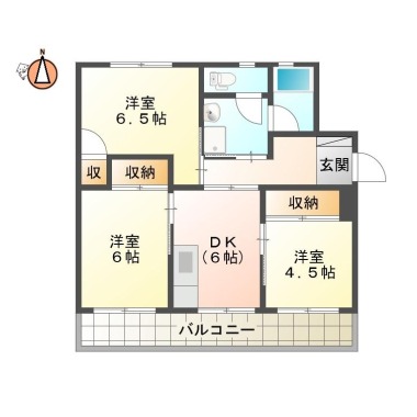 佐古三番町 マンション 3DK 306の間取り図