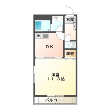 北佐古二番町 マンション 1DK 505の間取り図