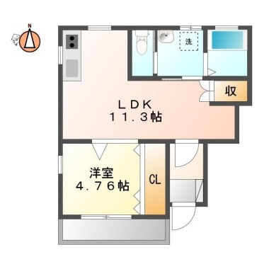 南庄町 アパート 1LDK 101の間取り図