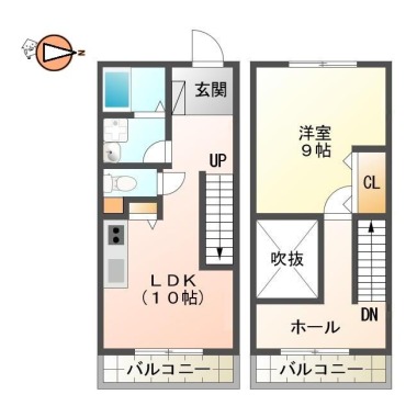 八万町夷山 アパート 1LDK A-3の間取り図