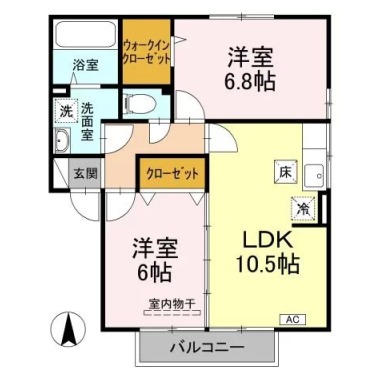 プラザ・シャルム A棟 A102の間取り図