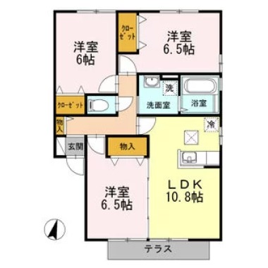 ヴィルヌーブ D棟 D102の間取り図